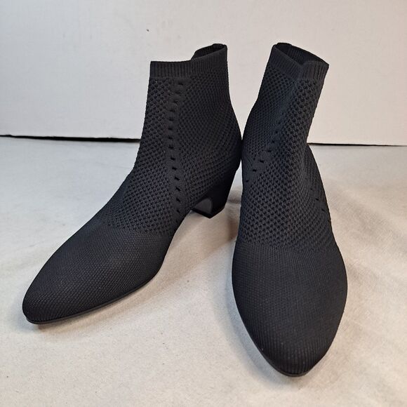 Eileen Fisher Purl Stretch Knit Black Bootie Womens Size 7 - Picture 1 of 8